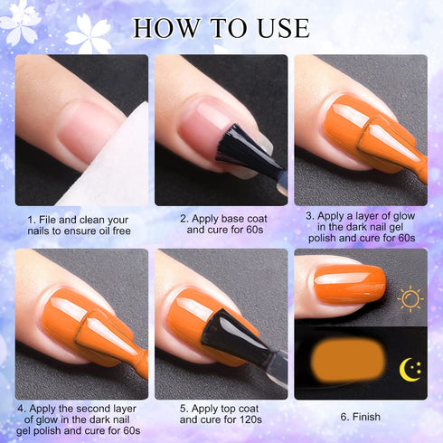 MIZHSE Mood Temperature Color Changing Nail Polish Set, Glow in the Dark Gel Polish, 8 Colors for Nail Art DIY