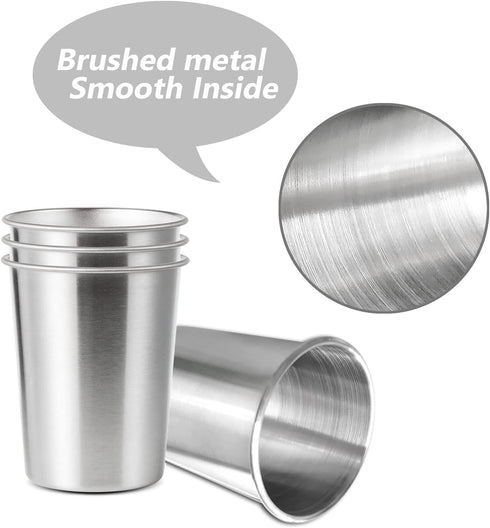 4Pack 6oz Small Stainless Steel Cups, BPA Free Healthy Metal Drinking Glasses for Kids (Silver, 170ml/6oz)