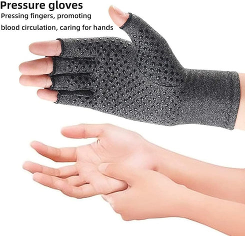 2 Pairs Arthritis Compression Gloves, Provide Support Warmth for Carpal Tunnel, Rheumatoid, Arthritis Pain Relief Gloves, Fingerless Compression Gloves for Arthritis for Women & Men(M(2 Pairs))