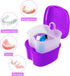 Colorful Denture Bath Case with Brush, Waterproof Storage Case for False Teeth Cleaning - Purple