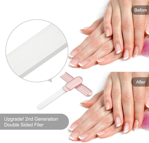 Premium Particular Glass Nail File with Case, MiDenso Both Sided Filer Crystal Beauty Nail File