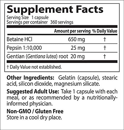 Doctor's Best Betaine HCI Pepsin & Gentian Bitters, Digestive Enzymes for Protein Breakdown, Non-GMO, Gluten Free