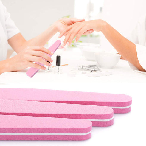 Nail Buffers 20 Pack - 100/180 Grit Nail Buffer Block Sponge for Acrylic/Natural Nails, Pink