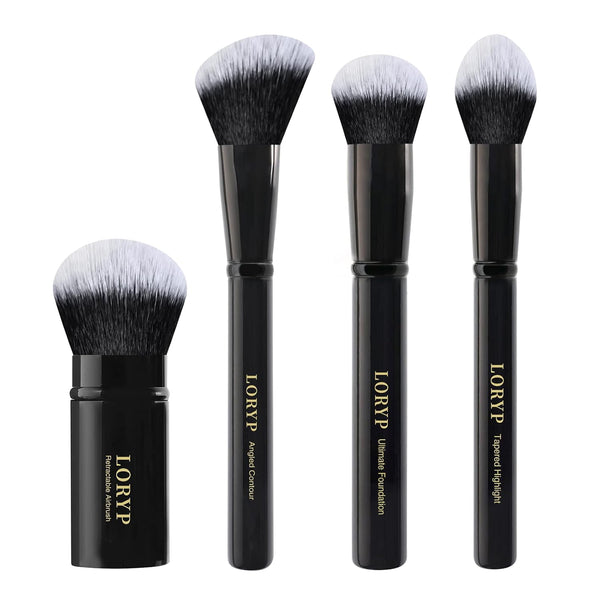 LORYP 4 Pcs Full Face Professional Makeup Brushes Set - Retractable Kabuki Airbrush for Powder and Cream