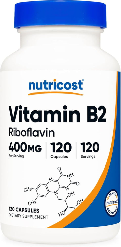Nutricost Vitamin B2 (Riboflavin) 400mg, 120 Capsules, Gluten Free, Non-GMO