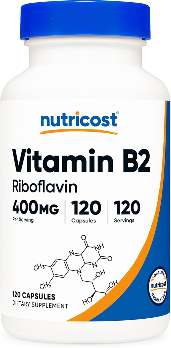 Nutricost Vitamin B2 (Riboflavin) 400mg, 120 Capsules, Gluten Free, Non-GMO