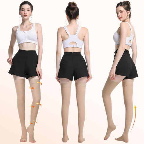 TP TOP BEAUTY 20-30 mmHg Compression Stockings for Women and Men,Thigh High Open Toe Compression Socks , Medical