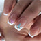 White French Tip Press on Nails, Medium Square Fake Nails with Butterfly Lines Design, 24Pcs Full Cover
