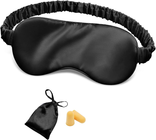 Silk Sleep Mask Eye Mask Blindfold - Double Layer Silk Filling, Elastic Strap, Soft Eye Cover with Luxury Bag