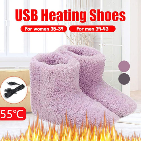 Winter Foot Warmer Shoes Soft Electric Heating Snow Boots USB Washable Skiing Boot Soft Electric Heating Shoes Winter