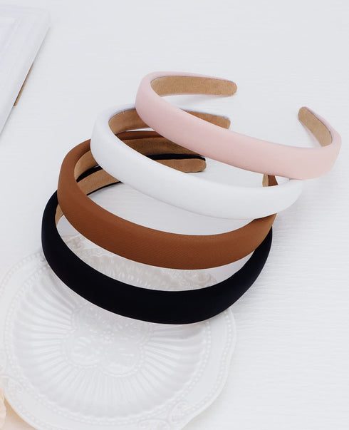 Wecoe 4 Pack Non Slip Padded Headbands for Women - Soft Thick Comfortable Cute Brown Black Pink White Neutral Aesthetic