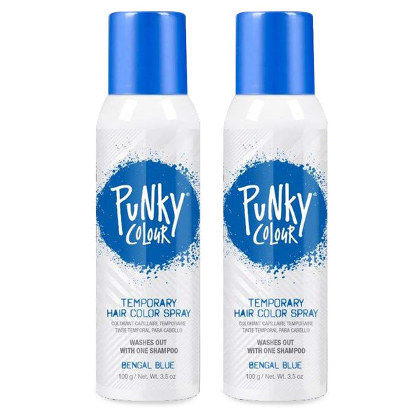 Punky Temporary Hair Color Spray, Bengal Blue, Non-Damaging Hair Dye for Instant Vivid Color, 3.5 oz, 2 Pack