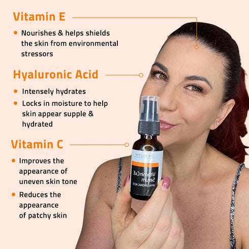 YEOUTH Vitamin C Face Serum 1oz with Hyaluronic Acid, Hydrating for Dull Spots