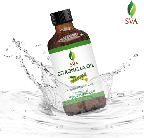 SVA Citronella Essential Oil 4oz (118ml) Premium Oil with Dropper for Aromatherapy, Diffuser, Hair Care & Skin Care