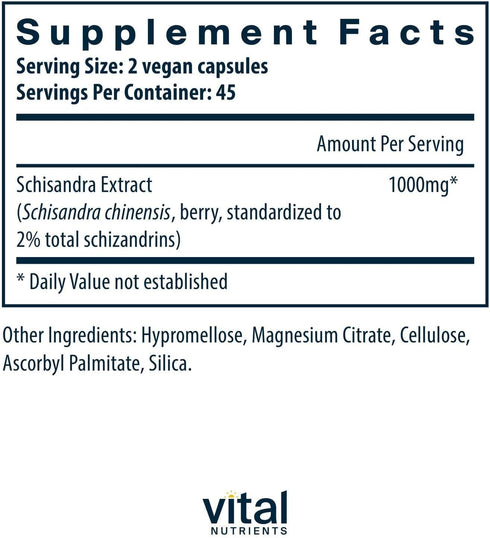 Vital Nutrients Schisandra Extract, 90 Vegetarian Capsules - Liver, Immune, Energy, Endurance Support
