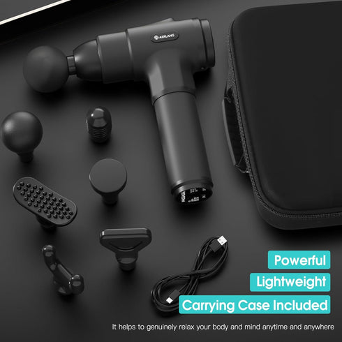 AERLANG Massage Gun for Athletes, Deep Tissue Muscle Back Massage, Percussion Massager with 6 Heads & 20 Speed, Carry