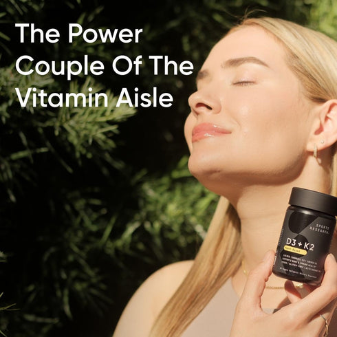 Sports Research Vitamin D3 K2 with Coconut Oil - Vegan D3 5000iu & K2 MK7 for Bone & Immune Health - 30 Softgels