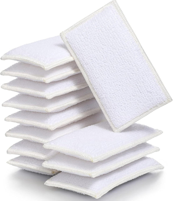 12 Pcs Interior Scrubbing Sponge for Leather, Plastic, Microfiber Kitchen Sponge, Double Sided Cleaning Kit