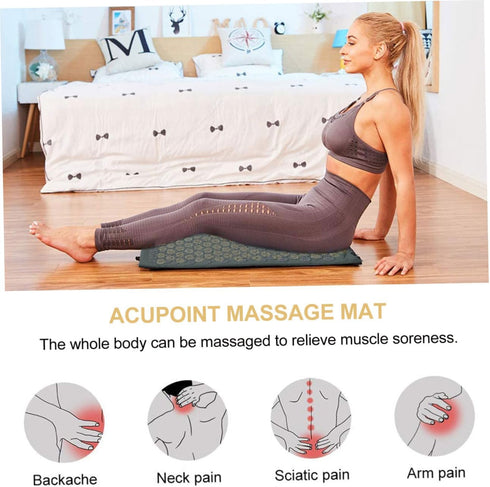 Set Acupressure Mat and Massage Pillow with Carry Bag for Relief and Muscle Relaxation, Portable Yoga Exercise Mat