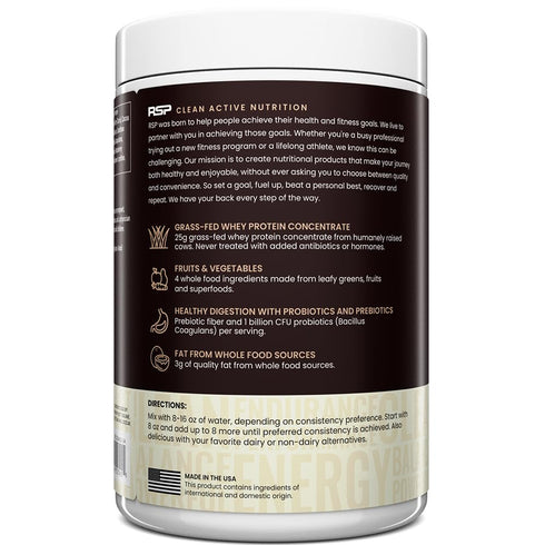 TrueFit High Fiber Protein Powder, Grass-Fed Whey Meal Replacement Shake with Prebiotics, Probiotics, & Organic