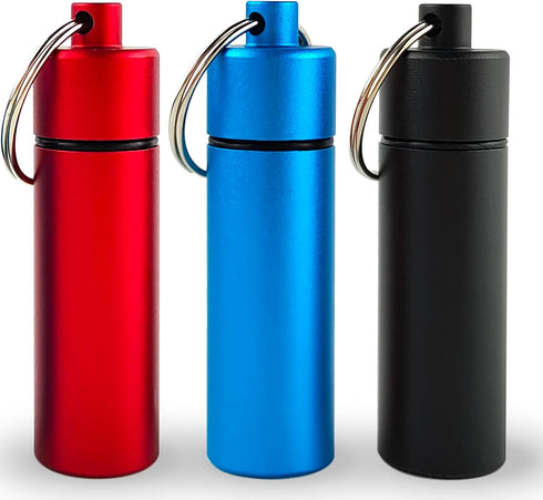 Small Portable Pill Organizer Keychain, 3 Pack Waterproof Metal Pill Holder for Travel