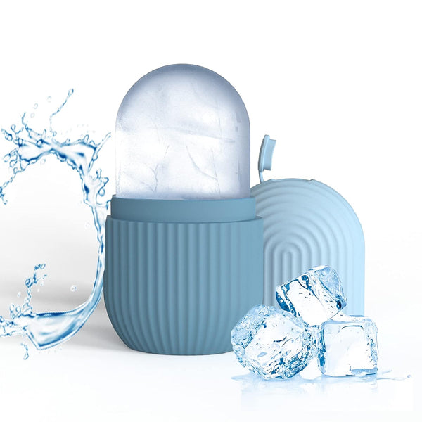 Ice Face Roller - Reusable Silicone Mold for Facial Massage - Light Blue Striped Skin Care Tool