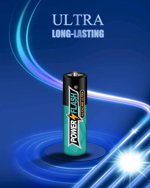 AA Batteries with Fresh Date - 24 Industrial Pack - Ultra Long Lasting All Purpose Double A Alkaline Battery (24 Count Pack) by POWER FLASH