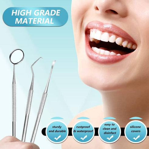 KOHEEL Dental Tools Set, 8 Count Teeth Cleaning Tools, Metal Case, Oral Care Hygiene Kit & Toothpicks