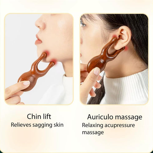 Much Hotter Wooden Gua Sha Facial Tools - Natural Sandalwood Wood Massage Tools for Nose Eye Face - Manual Massager