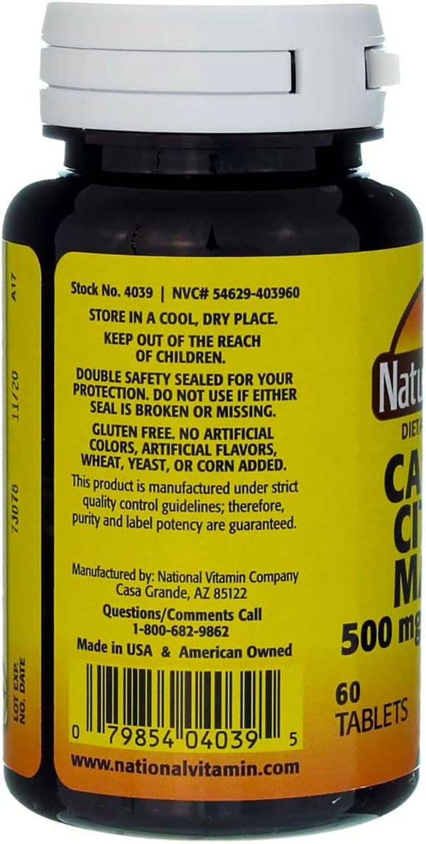 Nature's Blend Calcium Citrate Malate 500 mg Tabs, Unflavored, 60 Count