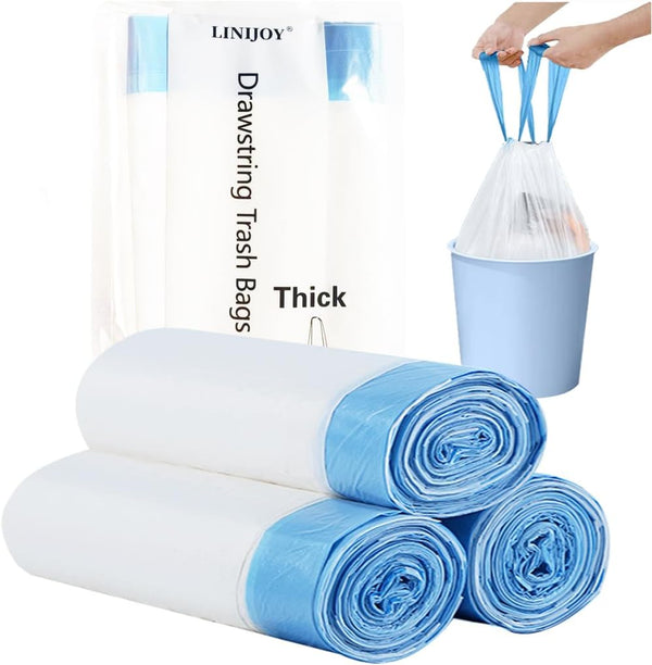 4 Gallon Drawstring Trash Bags, 60 Count, Small Garbage Bags for Office, Bedroom, Bathroom, Unscented