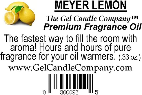 The Gel Candle Company 10 ML/.33 OZ. Meyer Lemon Fragrance Oil in Amber Glass with Built in Dropper Diffusers