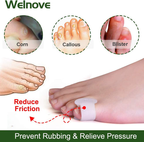 Welnove Gel Toe Separator, Pinky Toe Spacers for Preventing Rubbing (Pack of 12)