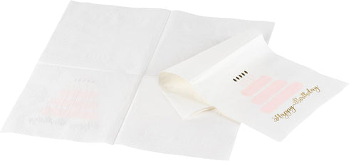 BLUE PANDA 100 Pack Happy Birthday Napkins - 3-ply Gold Foil Disposable Cocktail Paper Napkins