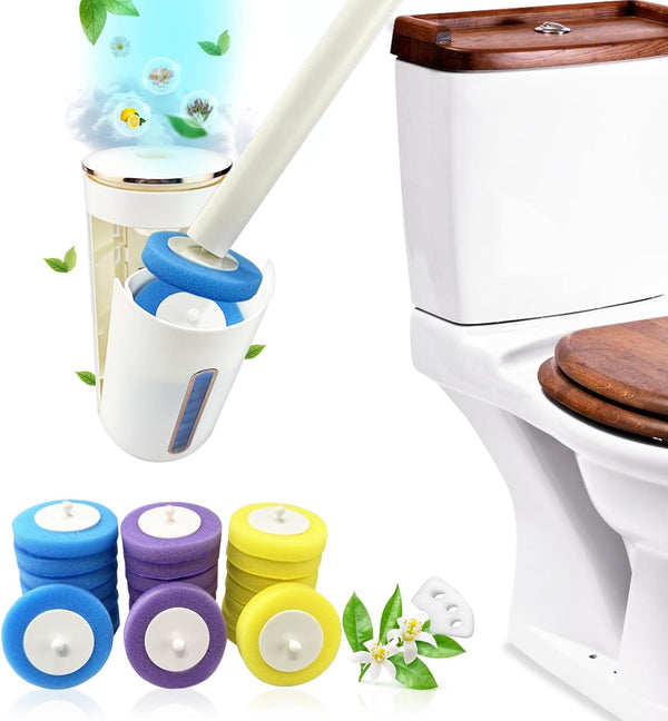 Disposable Toilet Bowl Brush Set, Toilet Cleaner Wand with Long Handle, Wall Mounted Cleaning System for Bathroom (1