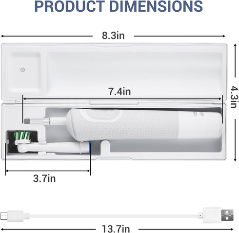 Portable Electric Toothbrush Case, Rechargeable Travel Toothbrush Cleaner Case for Most Electric and Manual Toothbrushes