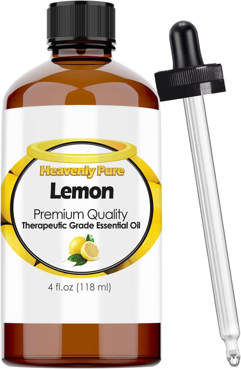 Lemon Essential Oil - 4 oz for Aromatherapy, Diffuser Candle, Mosquitoes, Bugs Away - Dropper - 118 ml