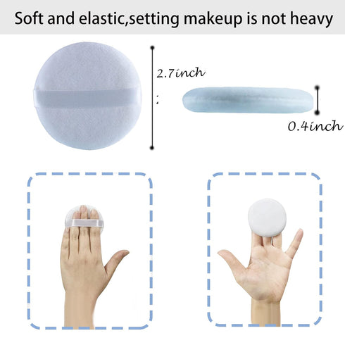 Powder Puff Reusable Empty Makeup Container with Elasticated Net Sifter for Setting Powder and Daily Use