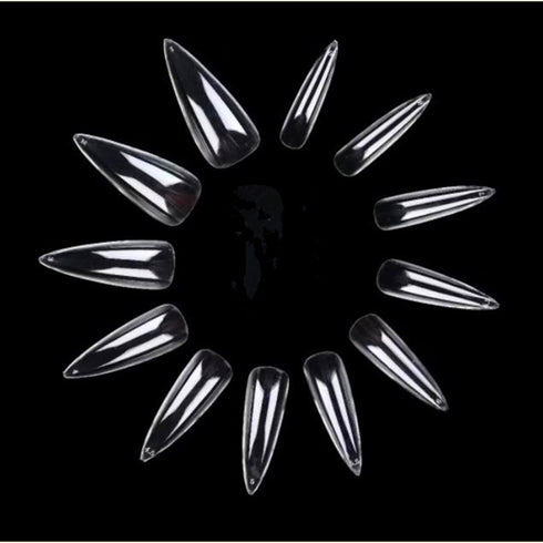 YIMART 500pcs/pack Stiletto False Nails - Clear Long Almond False Nail Tips for Decoration Nails Salon (Clear Long