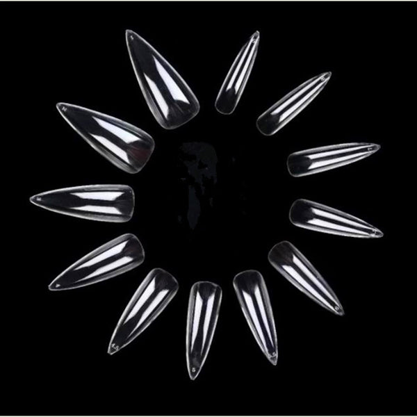 YIMART 500pcs/pack Stiletto False Nails - Clear Long Almond False Nail Tips for Decoration Nails Salon (Clear Long