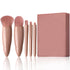 Pink Travel Makeup Brush Set with Mirror, 5 Pcs Mini Complete Cosmetic Brushes Kit (4.2 inch * 3.0 inch)