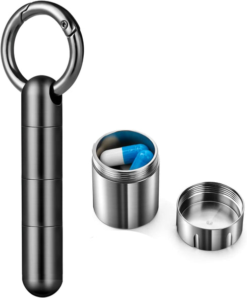 TISUR Keychain Pill Holder+TISUR Metal Titanium Pill Case