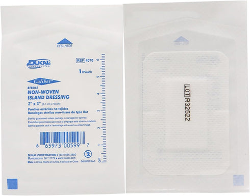 Dukal White Nonwoven Island Dressing Sterile, 2 x 3, 50 per Box