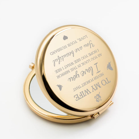 I Love You Wife Gold Compact Mirror, Perfect Gifts for Wife