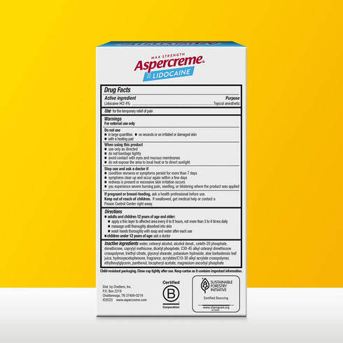 Aspercreme Lidocaine Foot Pain Relief Cream - Numbing Topical Analgesic with Aloe, 4 Oz