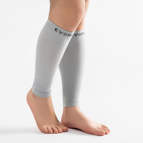 15-20mmHg Grey Calf Compression Sleeve for Men and Women, Wide Calf Brace Compression Socks for Leg Support, Pain Relief