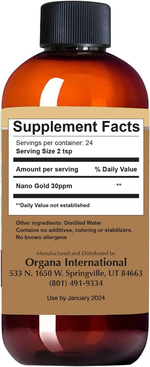 Organa Pure Crystalline Liquid Gold Supplement - 30 PPM Colloidal Minerals, 8 Ounce
