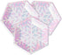 Snowflake Wonderland Party Supplies, Disposable Glitter Iridescent Pink Paper Plates Freezing Winter Tableware