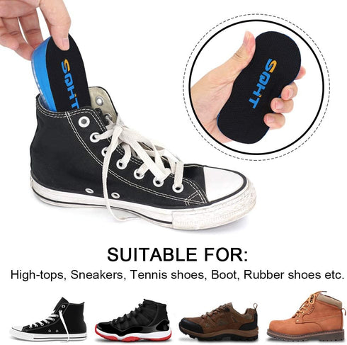 SQHT's Height Increase Insoles - Heel Shoe Lift Inserts for Men & Women, Cushion for Achilles Tendonitis (Large 1"