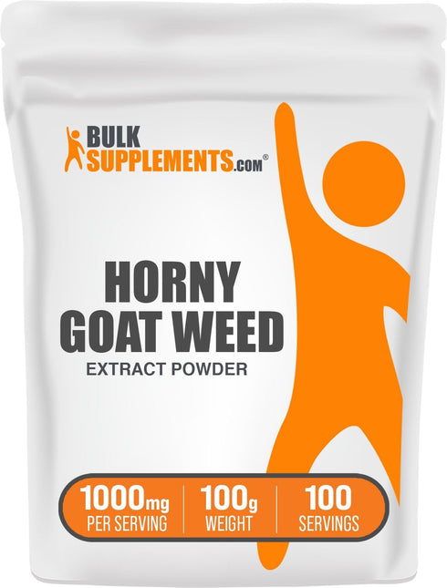 BulkSupplements.com Horny Goat Weed Extract - Gluten Free Herbal Supplement, 1000mg per Serving